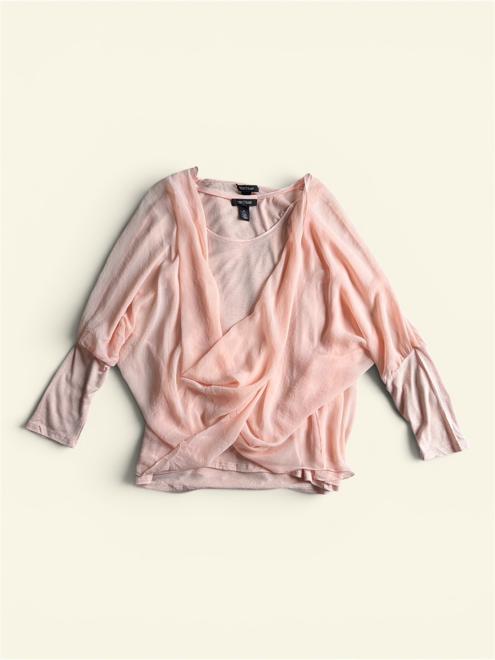 WHBM Blush Pink 2 Piece Set Draped Layered Blouse and Tank Top Women's M Y2K